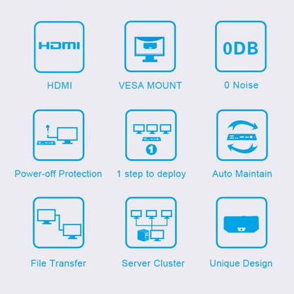 Zero Client R1 Mini PC, CORTEX QUAD A9 Quad Core up to 1.6GHz, RAM: 1GB, ROM: 8GB, Support HDMI, VGA, RJ45, SPK