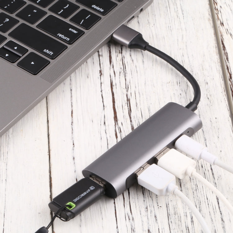 T-811 4 in 1 USB-C / Type-C to 3 USB 3.0 + USB-C / Type-C Ports HUB Docking Station, T-811