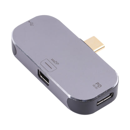 3 in 1 USB-C / Type-C Male to Dual USB-C / Type-C + Mini DP Female Adapter, Dual USB-C / Type-C + Mini DP