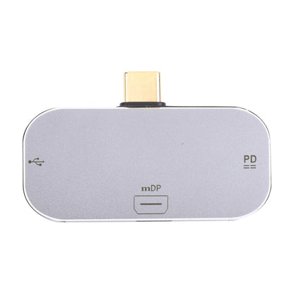 3 in 1 USB-C / Type-C Male to Dual USB-C / Type-C + Mini DP Female Adapter, Dual USB-C / Type-C + Mini DP