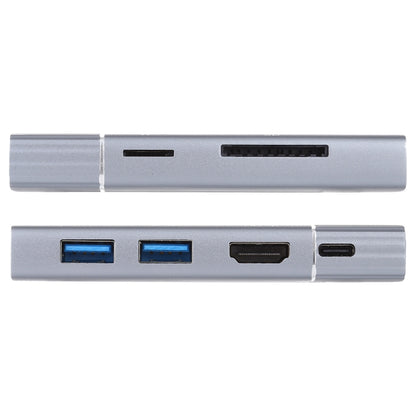 7 In 1 Dual USB 3.0 + TF/SD + HDMI/VGA + 3.5mm Jack + Type-C / USB-C Multi-function USB-C Dock Station, 2xUSB3.0+TF/SD+HDMI/VGA+3.5mm