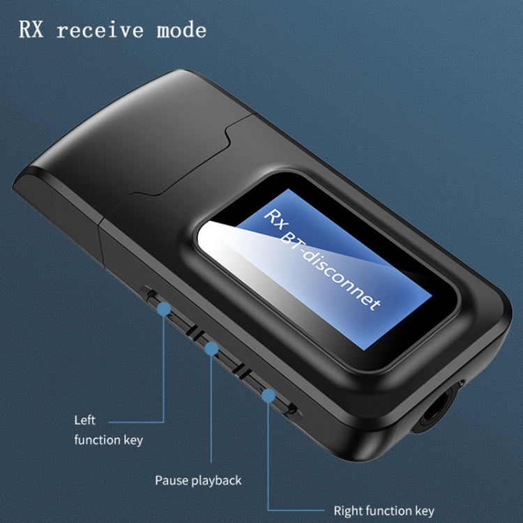 T11B 2 in 1 USB Bluetooth 5.0 Transmitter & Receiver Audio Adapter with LCD Screen, T11B