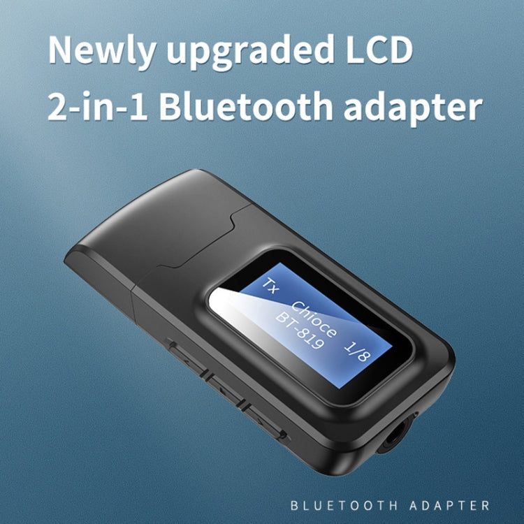 T11B 2 in 1 USB Bluetooth 5.0 Transmitter & Receiver Audio Adapter with LCD Screen, T11B
