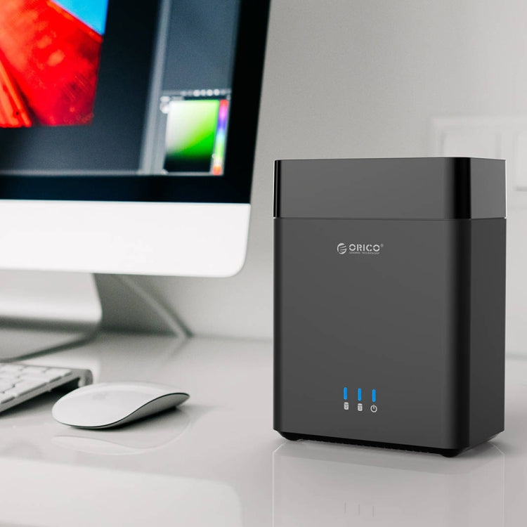 ORICO DS200C3 3.5 inch 2 Bay Magnetic-type USB-C / Type-C Hard Drive Enclosure with Blue LED Indicator, USB Type-C