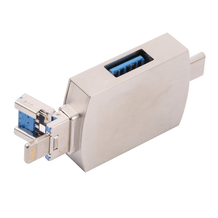 8 In 1 Type-C / USB-C + 8 Pin + Dual USB + SD + TF + Micro Card + OTG Multi-function Adapter, 8 In 1