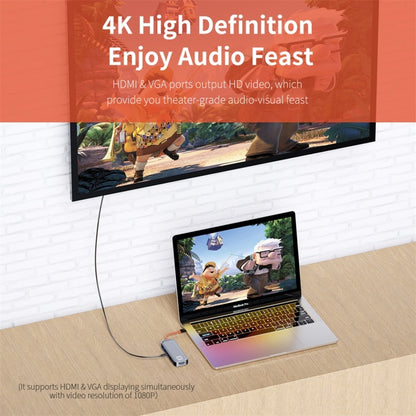 ROCK TR01 10 In 1 Type-C / USB-C to HDMI + VGA Multifunctional Extension HUB Adapter, TR01