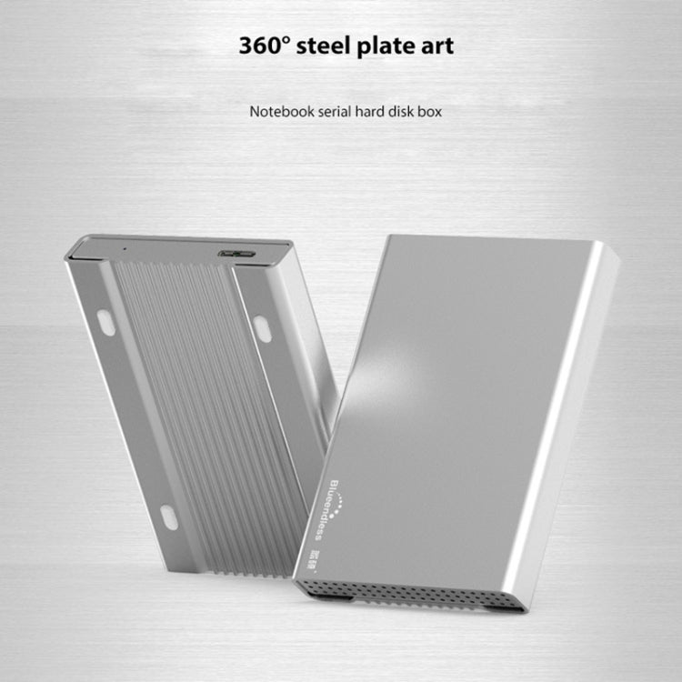 Blueendless U23Q SATA 2.5 inch Micro B Interface HDD Enclosure with USB-C / Type-C to USB-C / Type-C Cable, Support Thickness: 1cm or less, Type-C  (1cm)