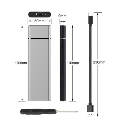M.2 NGFF to USB-C / Type-C USB 3.1 Interface Aluminum Alloy SSD Enclosure, NGFF to USB Type-C Silver, NGFF to USB Type-C Black