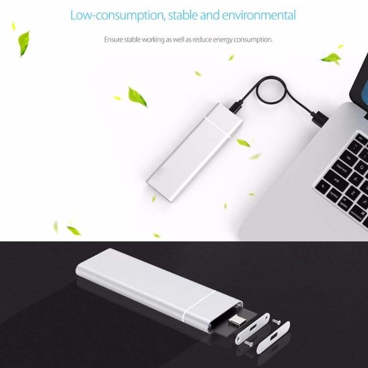 M.2 NGFF to USB-C / Type-C USB 3.1 Interface Aluminum Alloy SSD Enclosure, NGFF to USB Type-C Silver, NGFF to USB Type-C Black