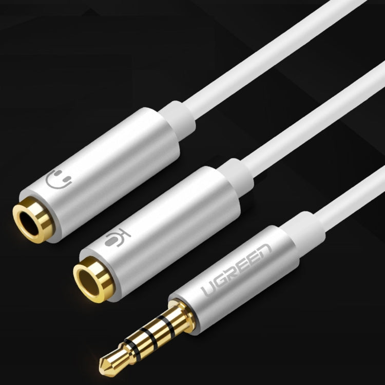 Ugreen 3.5mm Male to 2 x 3.5mm Female Audio Connector Adapter Cable 2 in 1 Microphone + Earphone Splitter Cable Converter, Silver