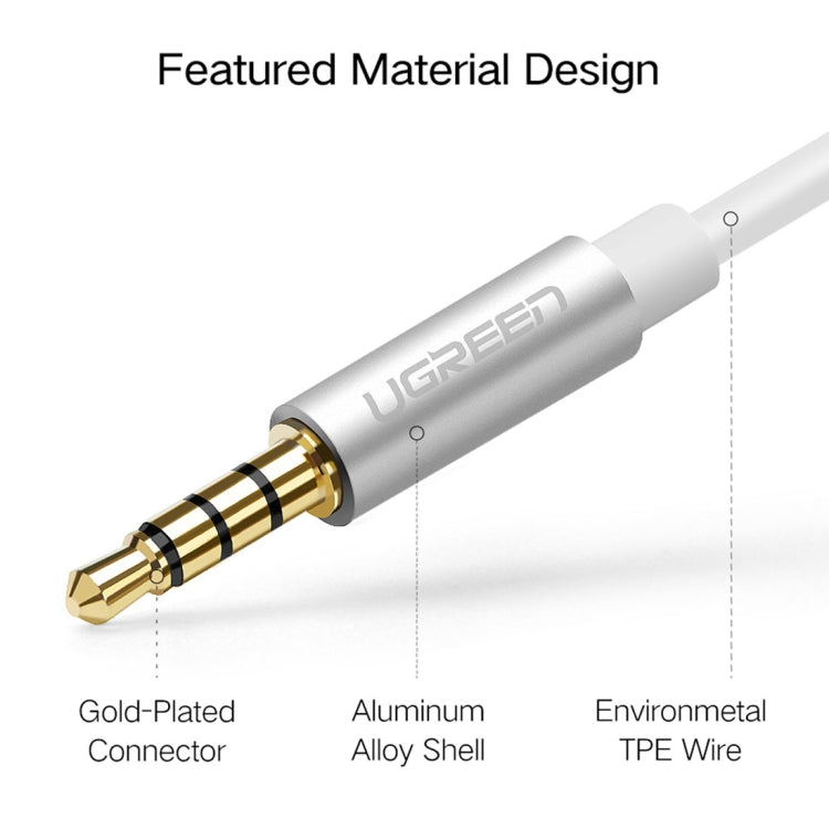 Ugreen 3.5mm Male to 2 x 3.5mm Female Audio Connector Adapter Cable 2 in 1 Microphone + Earphone Splitter Cable Converter, Silver