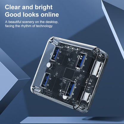 USB2.0 4 in 1 Multifunctional Desktop Square Transparent HUB, USB2.0