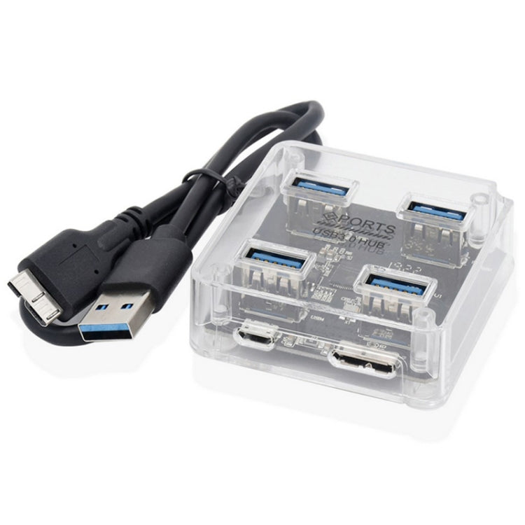 USB3.0 4 in 1 Multifunctional Desktop Square Transparent HUB, USB3.0
