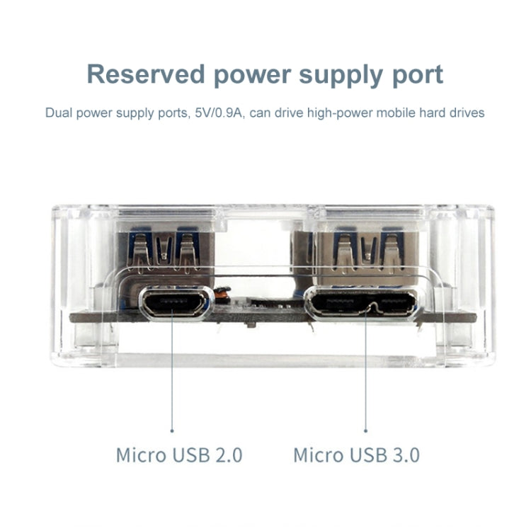 USB3.0 4 in 1 Multifunctional Desktop Square Transparent HUB, USB3.0