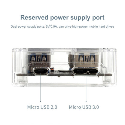 USB3.0 4 in 1 Multifunctional Desktop Square Transparent HUB, USB3.0