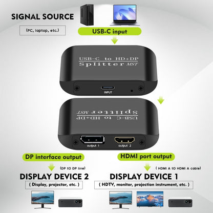 NK-E60 Type-C / USB-C To HDMI, DP DisplayPort Splitter MST Monitor Switcher, NK-E60