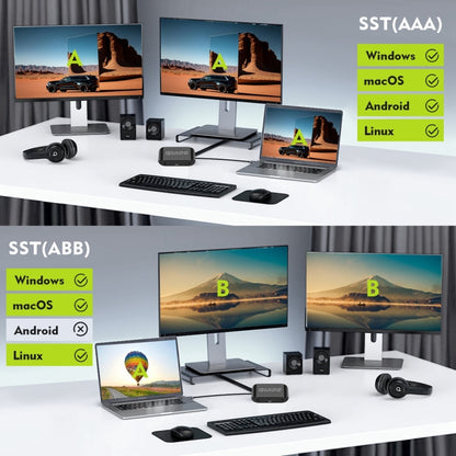 NK-E60 Type-C / USB-C To HDMI, DP DisplayPort Splitter MST Monitor Switcher, NK-E60