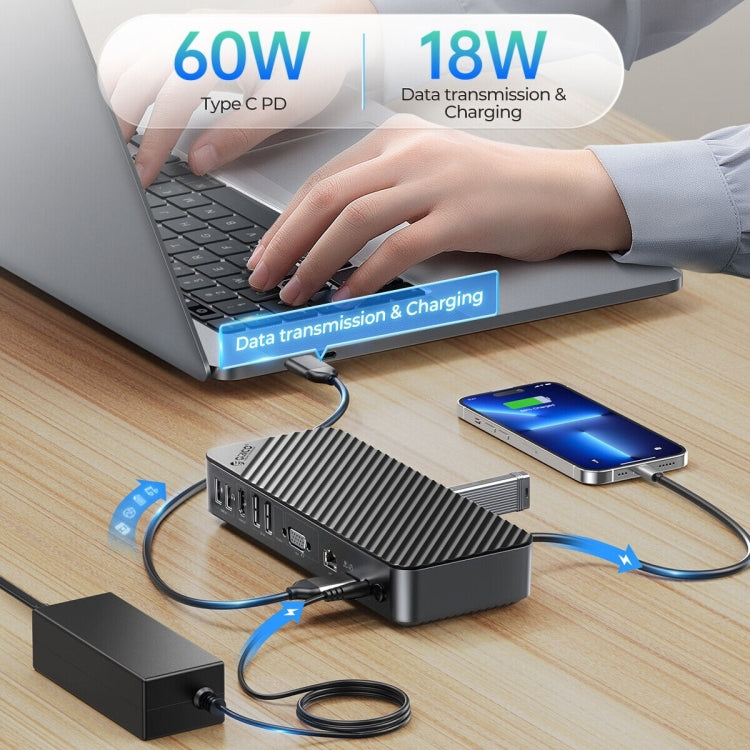 ORICO DKA20-BK-BP 10Gbps 20 in 1 Type-C 3.0 HUB Docking Station, DKA20-BK-BP, UK Plug, DKA20-BK-BP, US Plug, DKA20-BK-BP, EU Plug