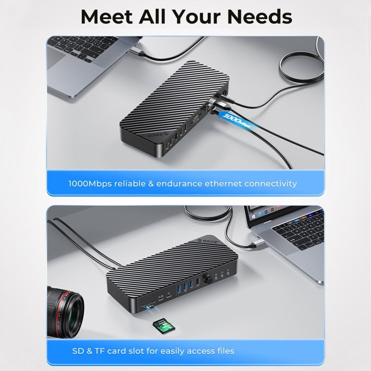 ORICO DKA20-BK-BP 10Gbps 20 in 1 Type-C 3.0 HUB Docking Station, DKA20-BK-BP, UK Plug, DKA20-BK-BP, US Plug, DKA20-BK-BP, EU Plug
