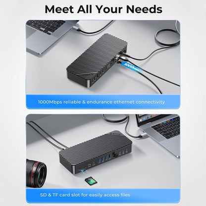 ORICO DKA20-BK-BP 10Gbps 20 in 1 Type-C 3.0 HUB Docking Station, DKA20-BK-BP, UK Plug, DKA20-BK-BP, US Plug, DKA20-BK-BP, EU Plug