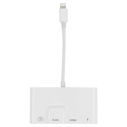4 in 1 8 Pin Male to 8 Pin Power + RJ45 Ethernet + HDMI + USB Camera Female OTG Digital AV Adapter, RJ45 Ethernet
