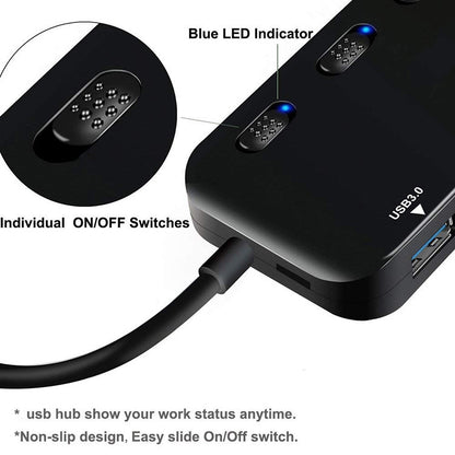 High Speed 4 x USB 3.0 to USB-C / Type-C HUB with Switch, Type-C