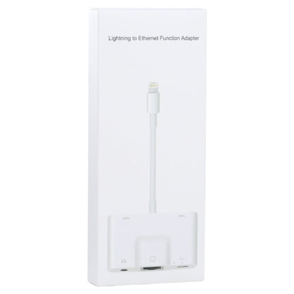 NK-1033 5 in 1 8 Pin Male to Dual USB + 3.5mm AUX + Ethernet + 8 Pin Power Female Adapter, NK-1033