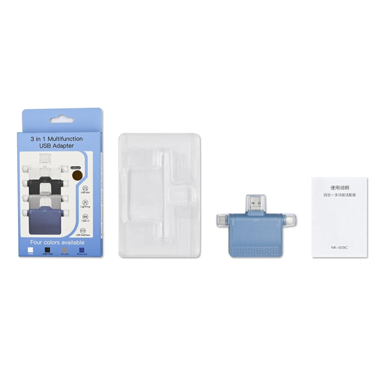 NK-939C 3 in 1 USB to USB-C / Type-C + 8PIN Multifunctional Docking Station