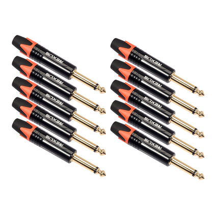 10 PCS TC202 6.35mm Gold-plated Mono Sound Welding Audio Adapter Plug