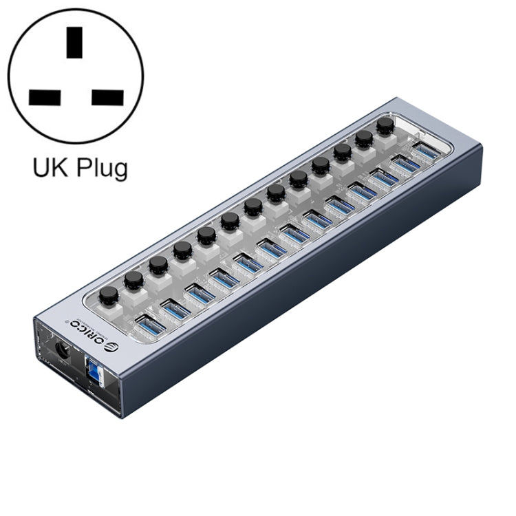 ORICO AT2U3-13AB-GY-BP 13 Ports USB 3.0 HUB with Individual Switches & Blue LED Indicator, US Plug, 13AB
