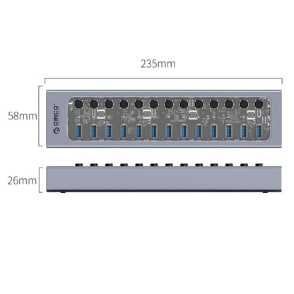 ORICO AT2U3-13AB-GY-BP 13 Ports USB 3.0 HUB with Individual Switches & Blue LED Indicator, US Plug, 13AB