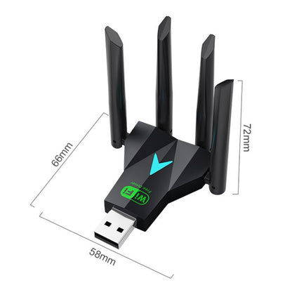 1300Mbps 5G Wireless Network Card Gigabit Dual Band Driver-free USB WiFi Receiver, 1300Mbps 5G