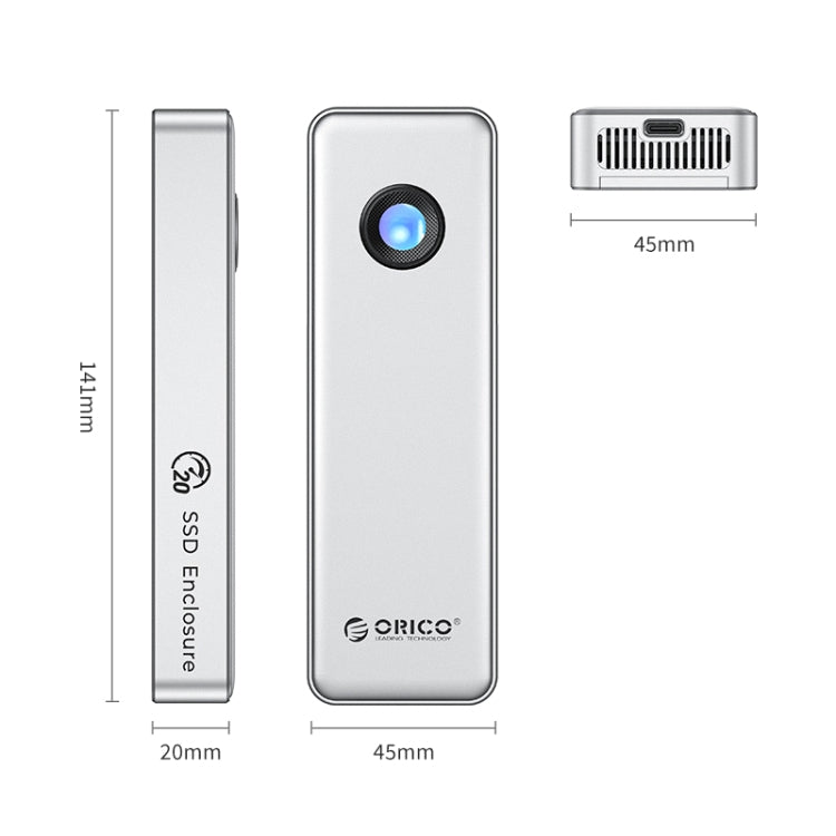 ORICO OUM2-G20-GY-BP 20Gbps M.2 SSD Enclosure with Type-C+USB Cable, OUM2-G20-GY-BP