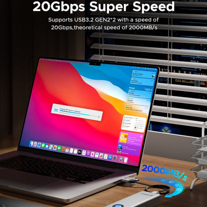 ORICO OUM2-G20-GY-BP 20Gbps M.2 SSD Enclosure with Type-C+USB Cable, OUM2-G20-GY-BP