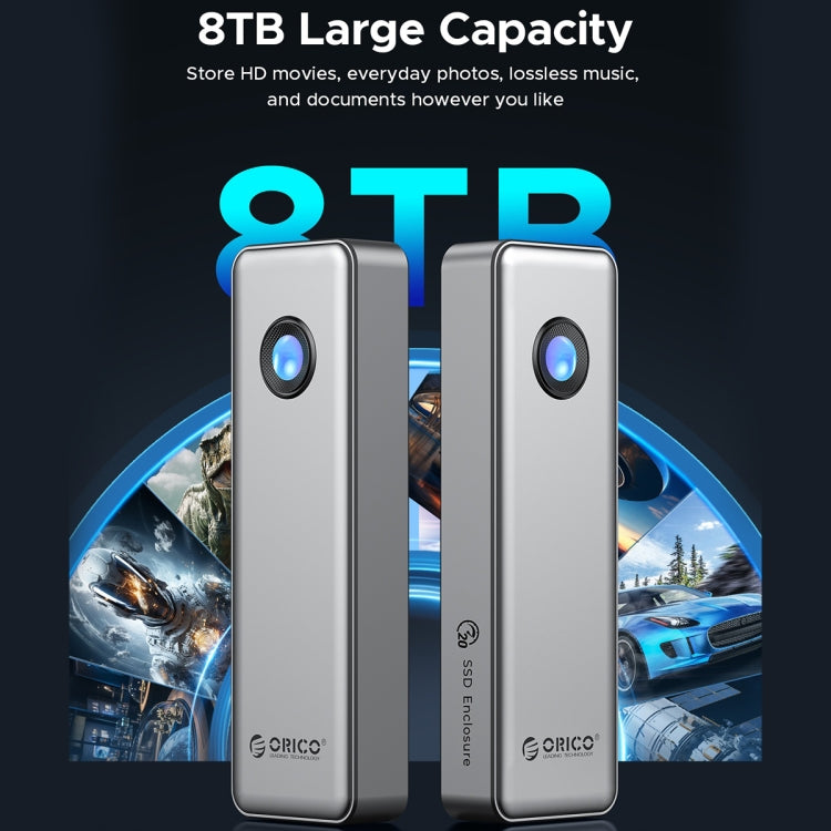 ORICO OUM2-G20-GY-BP 20Gbps M.2 SSD Enclosure with Type-C+USB Cable, OUM2-G20-GY-BP