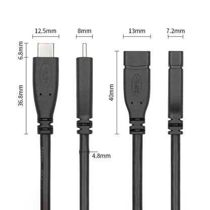 USB 3.1 Type-C / USB-C Male to Type-C / USB-C Female Gen2 Adapter Cable, Length: 50cm, Length: 50cm