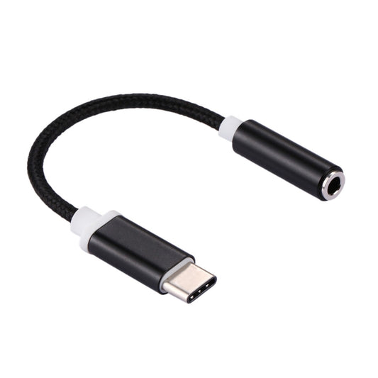 Adaptador de audio USB-C/Tipo-C macho a hembra de 3,5 mm con textura tejida, longitud: aproximadamente 10 cm, plateado, negro, dorado y oro rosa.