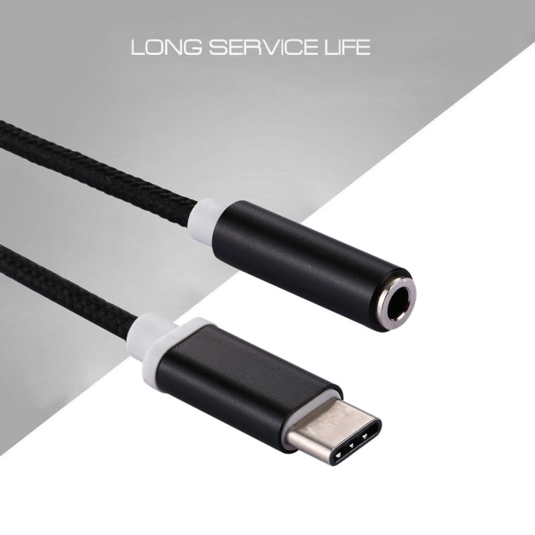 Adaptador de audio USB-C/Tipo-C macho a hembra de 3,5 mm con textura tejida, longitud: aproximadamente 10 cm, plateado, negro, dorado y oro rosa.