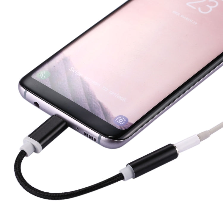 Adaptador de audio USB-C/Tipo-C macho a hembra de 3,5 mm con textura tejida, longitud: aproximadamente 10 cm, plateado, negro, dorado y oro rosa.