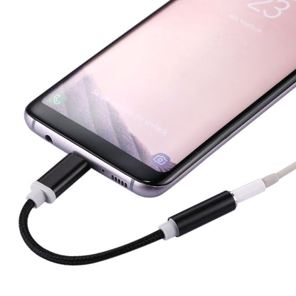 Adaptador de audio USB-C/Tipo-C macho a hembra de 3,5 mm con textura tejida, longitud: aproximadamente 10 cm, plateado, negro, dorado y oro rosa.