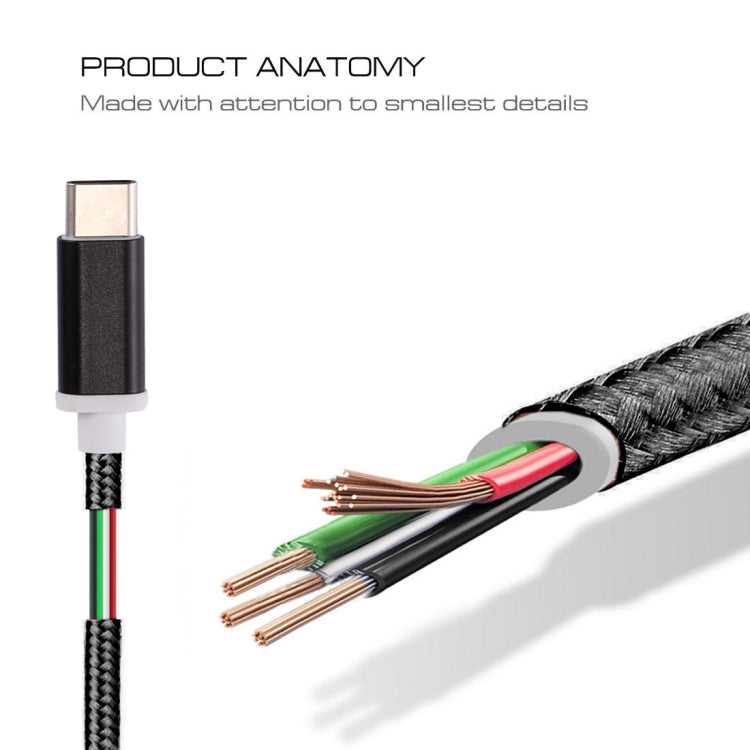 Adaptador de audio USB-C/Tipo-C macho a hembra de 3,5 mm con textura tejida, longitud: aproximadamente 10 cm, plateado, negro, dorado y oro rosa.