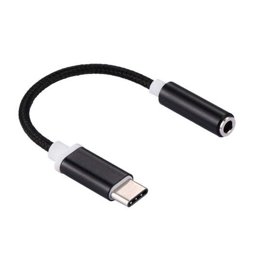 Adaptador de audio USB-C/Tipo-C macho a hembra de 3,5 mm con textura tejida, longitud: aproximadamente 10 cm, plateado, negro, dorado y oro rosa.