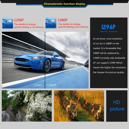 Caméra DVR de voiture GS90C, écran LCD 2,7 pouces, HD 2304 x 1296P, angle de vision large 170 degrés, prise en charge de la détection de mouvement / carte TF / capteur G / HDMI, GS90C