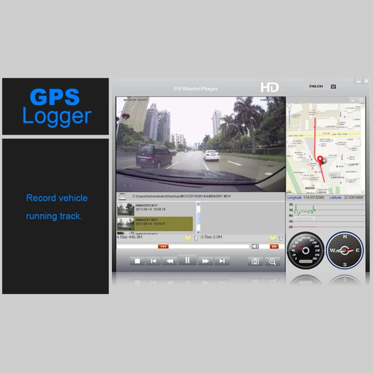 Caméra DVR de voiture GS90C, écran LCD 2,7 pouces, HD 2304 x 1296P, angle de vision large 170 degrés, prise en charge de la détection de mouvement / carte TF / capteur G / HDMI, GS90C