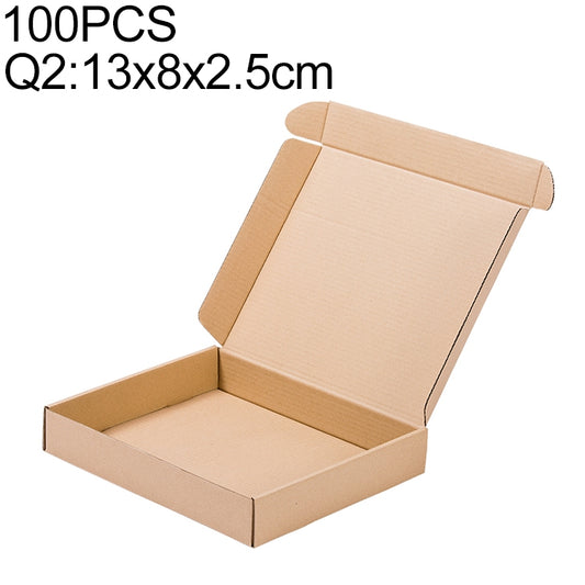 100 PCS Kraft Paper Shipping Box Packaging Box, Size: Q2, 13x8x2.5cm, 13x8x2.5cm