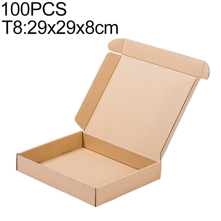 100 PCS Kraft Paper Shipping Box Packaging Box, Size: T8, 29x29x8cm, 29x29x8cm