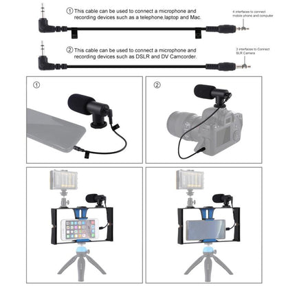 Kit PULUZ 2 en 1 Rig vidéo pour smartphone en direct + microphone pour iPhone, Galaxy, Huawei, Xiaomi, HTC, LG, Google et autres smartphones, Rig de vlogging + micro