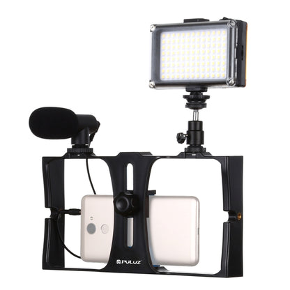 PULUZ 3 in 1 Vlogging Live Broadcast LED Selfie Light Smartphone Video Rig Kits with Microphone + Cold Shoe Tripod Head for iPhone, Galaxy, Huawei, Xiaomi, HTC, LG, Google, and Other Smartphones, 3-in-1, 3-in-1(Red), 3-in-1(US)