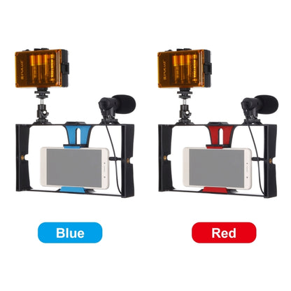 PULUZ 3 in 1 Vlogging Live Broadcast LED Selfie Light Smartphone Video Rig Kits with Microphone + Cold Shoe Tripod Head for iPhone, Galaxy, Huawei, Xiaomi, HTC, LG, Google, and Other Smartphones, 3-in-1, 3-in-1(Red)