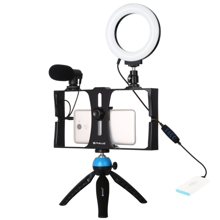 PULUZ 4 in 1 Vlogging Live Broadcast Smartphone Video Rig + 4.7 inch 12cm Ring LED Selfie Light Kits with Microphone + Tripod Mount + Cold Shoe Tripod Head for iPhone, Galaxy, Huawei, Xiaomi, HTC, LG, Google, and Other Smartphones, 4 in 1 Ring LED     ...